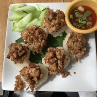 Jackfruit and sticky rice at Kati Vegan Thai in Seattle