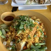 Curry Fried Rice and Potstickers  at Kati Vegan Thai in Seattle