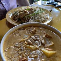 Pad Thai in the back and Massaman curry in the front   at Kati Vegan Thai in Seattle