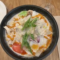 Tom Kha soup with artichoke hearts. Vegetables could have been cut a bit smaller but very tasty!  at Kati Vegan Thai in Seattle