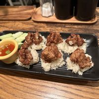 Garlic Jack fruit on Sticky Rice  at Kati Vegan Thai in Seattle