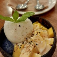 Mango Delight with warm sticky rice - YUM! at Kati Vegan Thai in Seattle