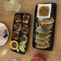 jackfruit bites and gyoza  at Kati Vegan Thai in Seattle