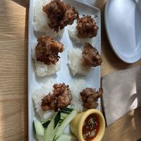 Garlic Jackfruit on sticky rice   at Kati Vegan Thai in Seattle