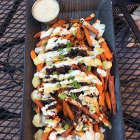 The nachos -we did them with just sweet potatoes (originally comes with tempura sweet potato and zucchini fries)  at DeLuxe in Reno