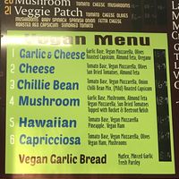 Vegan menu at Hurstbridge Pizza & Pasta in Hurstbridge