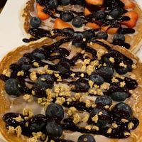 Trilogy pancakes with 3 vegan options at Seven Mile Cafe in Keller