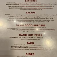 Dedicated vegan menu (upon request)  at Beer Kitchen in Kansas City
