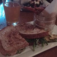 The eggplant sandwich with the sweet potato fries (they had cinnamon sugar on them and were delicious!) at Beer Kitchen in Kansas City