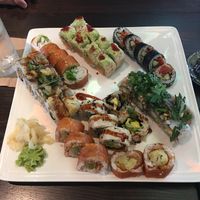 Our vegan sushi sampling. at Blue Sushi Sake Grill in Westwood