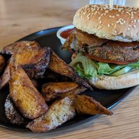 Vegan burger at Akureyri Backpackers in Akureyri