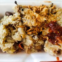 Glutinous rice with crispy chicken floss and chilli at Pong Tian Vegetarian  in Central Singapore
