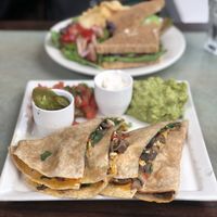 The vegan quesadillas  at JivamukTea Cafe in New York City
