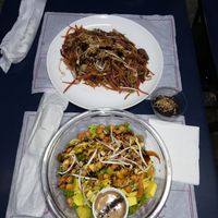 yakisoba and thai salad at Bigode Verde in Recife