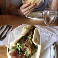 Falafel wrap and black bean burger at Baldwin Saloon in The Dalles