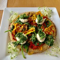 Incredible Cauliflower pizza!  at Vgan Kitchen in Miami