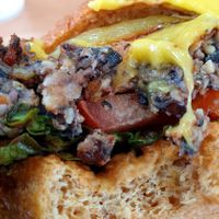 i prefer a good bean/grain burger like this to fake meat at Soiroum in Seoul