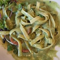 The fettuccine noodles - delicious sauce at Soiroum in Seoul