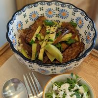 Rice Bowl with Braised Tempeh at Soiroum in Seoul