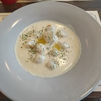 potato ball soup with soy cream at Soiroum in Seoul