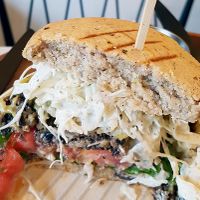 Gluten-free burger, close-up at Soiroum in Seoul