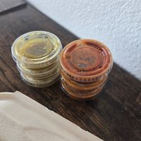 Green & red salas at El Cocinero Restaurant in Van Nuys