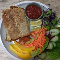 Veggie pastie with side salad at Hunter in Rye