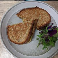 Vegan cheese, tomato and pesto toastie at Hunter in Rye
