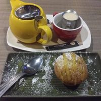 Orange and poppyseed muffin and tea. They have a tea/coffee and cake deal for $11  at Zagame's in Caulfield