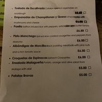 Spanish Menu   at Crocus Cafe in Nottingham