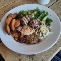 Mezze (gluten free option - wedges requested rather than pitta bread) at Crocus Cafe in Nottingham