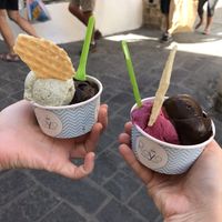 Vegan ice cream (dark chocolate, fruits and Cannabis ) at Royo in Rhodes