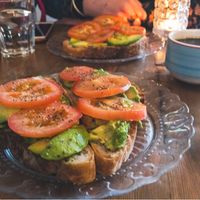 Vegan avocado open-faced sandwich  at Salka Valka in Reykjavik