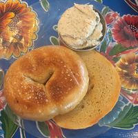 Bagel and tofu-cheese option at Bentley's House of Coffee & Tea in Tucson