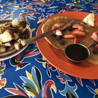 Vegan short stack with a side of potatoes  at Bentley's House of Coffee & Tea in Tucson