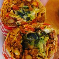 Buffalo tempeh burrito  at Bimbos Cantina in Seattle