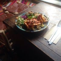 Lasagne and salad at Lior's Kitchen at Tierra Verde in South West London