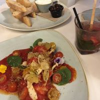 Stuffed zucchini (vegan) & bread with aioli (vegetarian) at Mirablau Beach Bar & Restaurant in Mallorca
