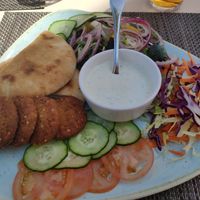 The falafel plate at Mirablau Beach Bar & Restaurant in Mallorca
