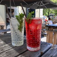 Mango papaya and mint elderberry homemade lemonades  at D-Werk in Innsbruck