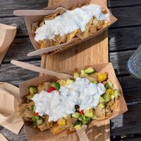 Vegan pommdönner and vegan vegetable Kreation at D-Werk in Innsbruck