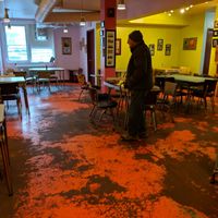 Retro insides with great vegan food at The Planet Bakery and Cafe in Peterborough