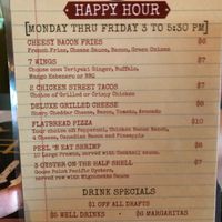 Receipt from our first, not so good meal. their happy hour menu, also from our first visit during the lunch hour. Service was no better at lunch then it was at the dinner hour at The Taphouse at Nye Creek in Newport