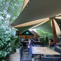 Outdoor seating & bar  at Behind the Bookstore in Edgartown