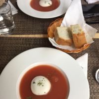 beetroot soup with soymilk cream at The Vegvolution Kitchen in Hong Kong Island