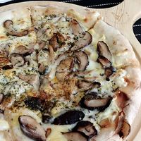 cheezy mushroom pizza! at The Vegvolution Kitchen in Hong Kong Island