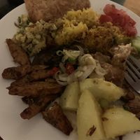 a plate full of their famous vegan lockdown box  at Warung Agus Balinese Cuisine in West Melbourne