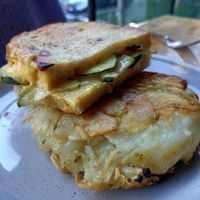 Grilled Cheese with Pickles at Grown in West End