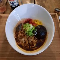 Pre mixing the ramen (you have to stir them around before eating) at Men Impossible in Amsterdam