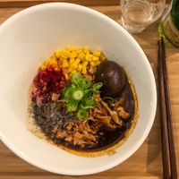 Black garlic ramen noodles at Men Impossible in Amsterdam